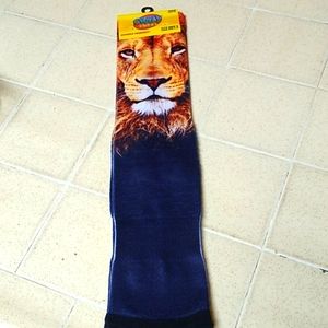 Crazy Socks Lion crew 1 pair Fits Sizes 6-12 wild animal safari king jungle